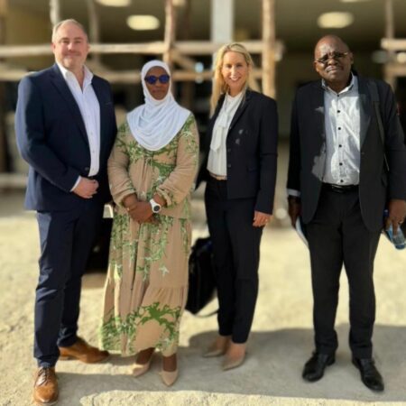 10.04.24 – Here, our #HE1 CEO and Director of Operations meeting with Dr. Vedast Makota (Director of Licensing and Information Systems) and Eng. Aziza Swedi (Manager of Mining Cadastre) of the Mining Commission