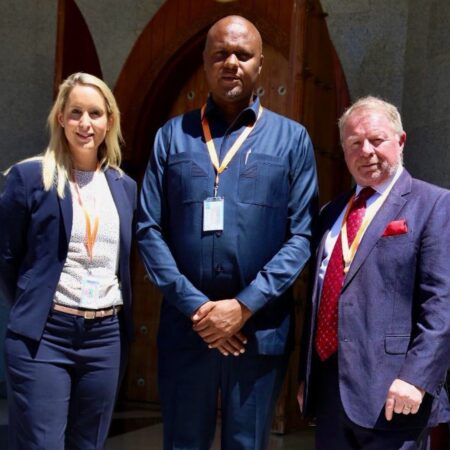 01.05.24 – A great opportunity to meet with Government stakeholders and talk about future plans for our Rukwa project. 

HE1 CEO (Lorna Blaisse), Country Manager (Fidelis Lekule) and Finance and Commercial Director (Graham Jacobs) outside Parliament in Dodoma City, Tanzania